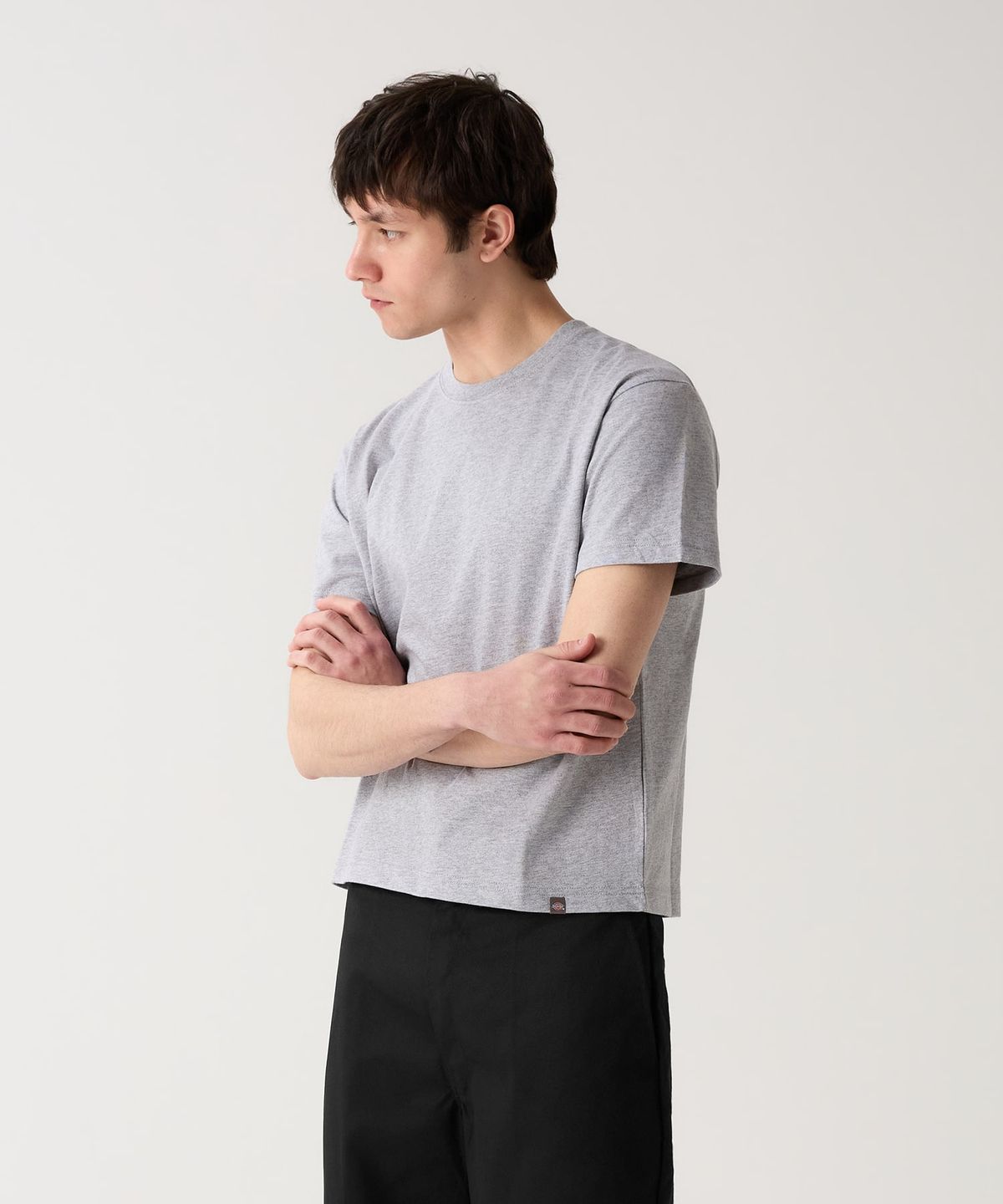 디키즈(DICKIES) 베이직 크롭 티셔츠 Grey
