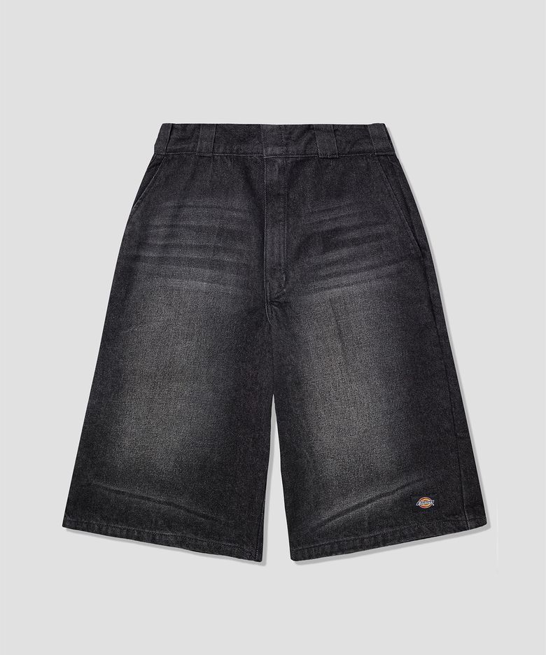 워시드 42283 루즈핏 데님 워크쇼츠 Washed Black