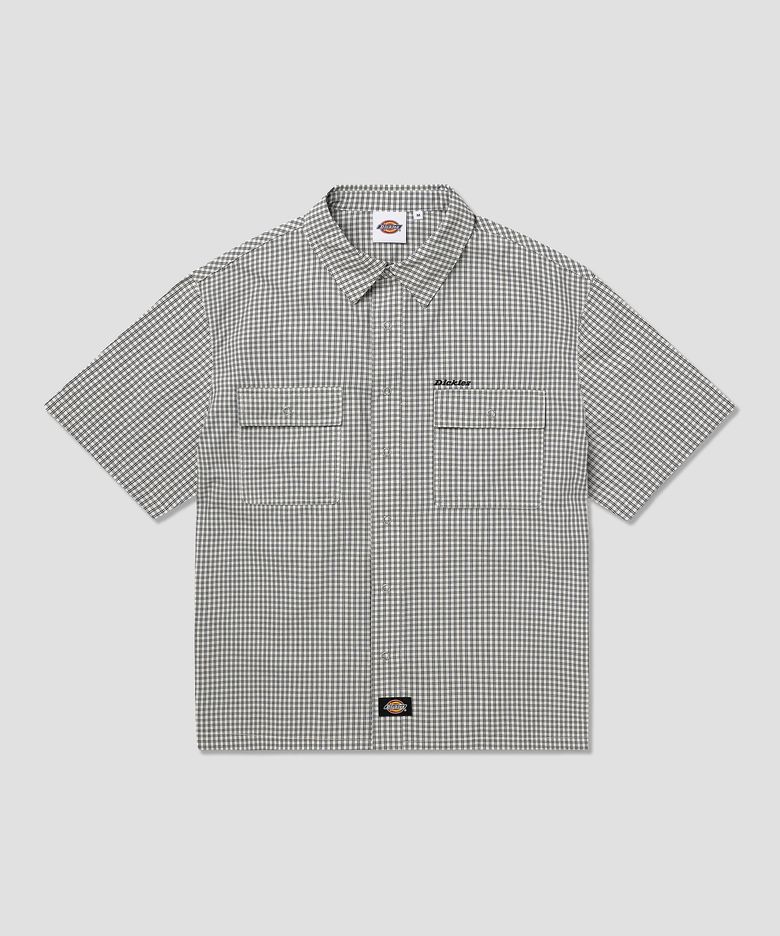 파인 그리드 체크 크롭 셔츠 White