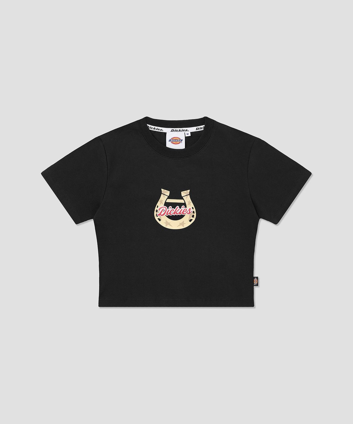 디키즈(DICKIES) 럭키 홀스슈 크롭 티셔츠 Black