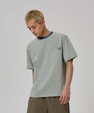 파인 스트라이프 포켓 티셔츠 Olive