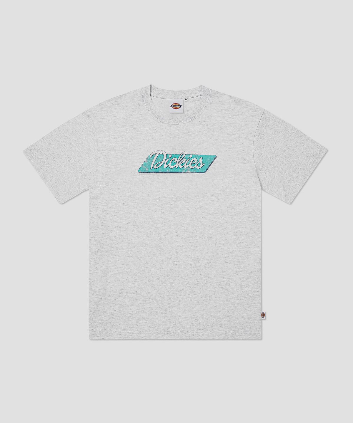 디키즈(DICKIES) 커시브 배너 로고 티셔츠 White Melange