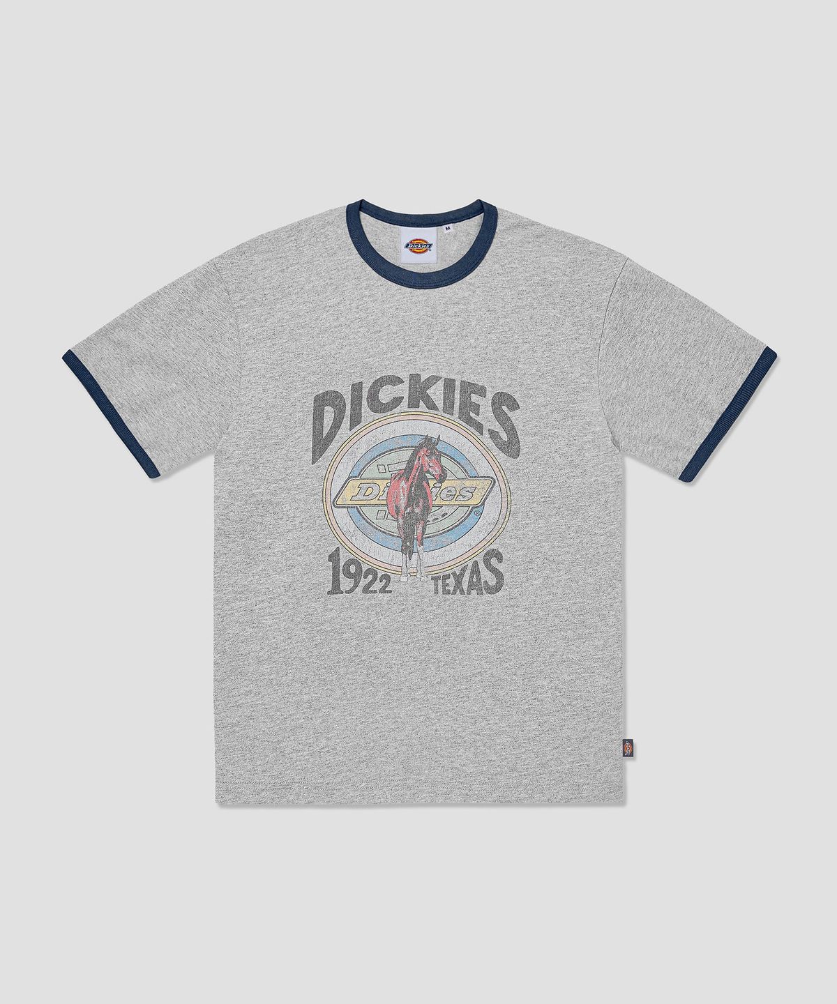 디키즈(DICKIES) 텍사스 홀스 링거 티셔츠 Melange / Navy