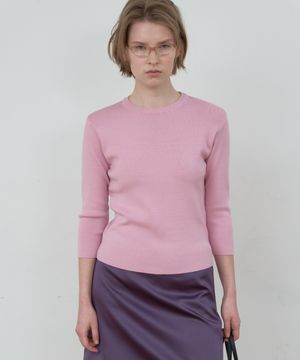 BASIC 3/4 SLEEVE KNIT_PINK