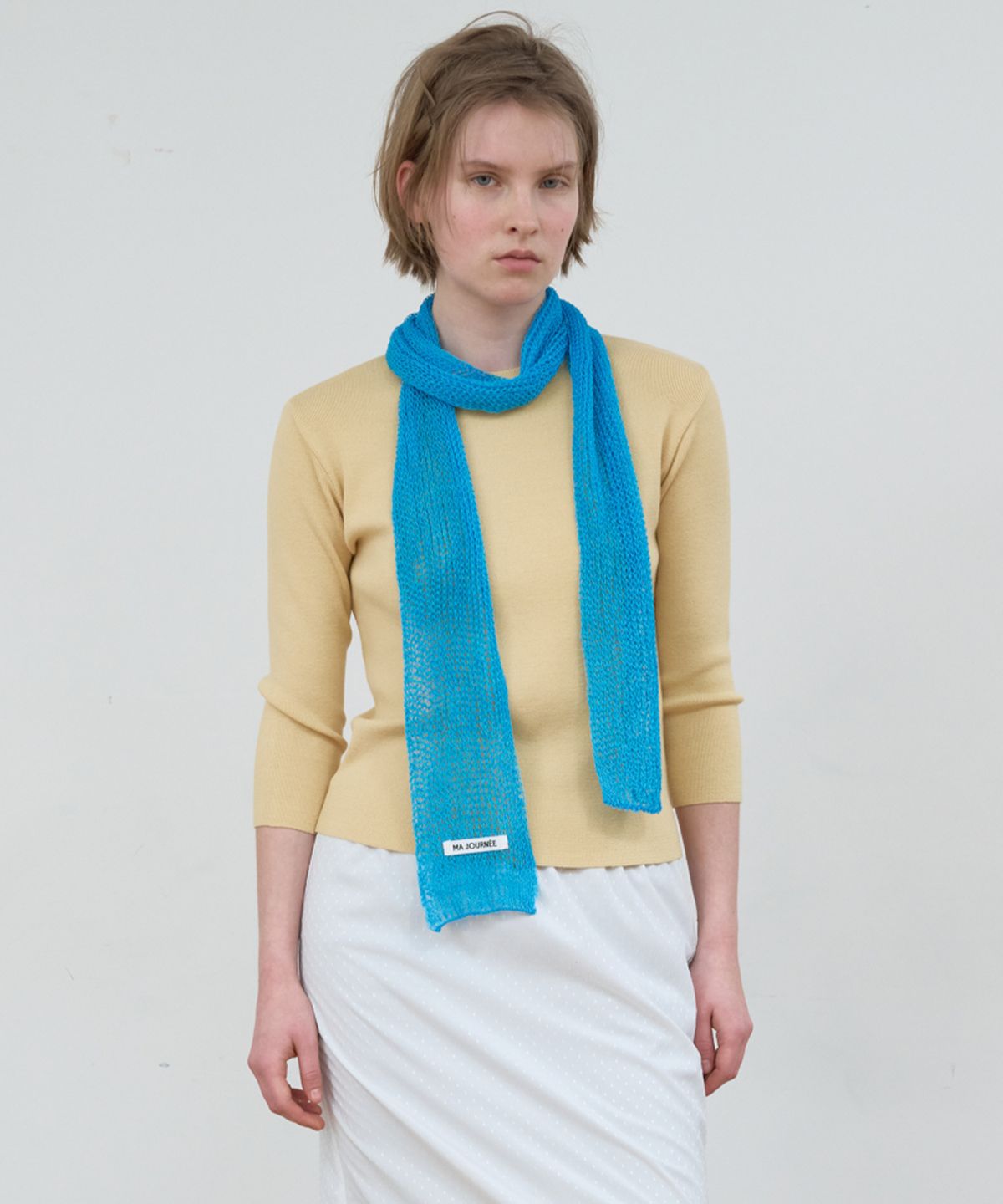 마조네(MA JOURNEE) BASIC 3/4 SLEEVE KNIT_YELLOW