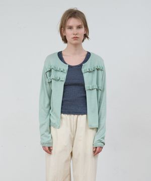 SHEER FRILL CARDIGAN_MINT