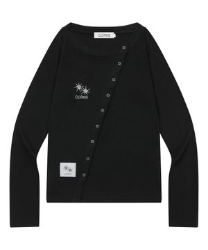 네르 라운드넥 사선 버튼 가디건 (2컬러)