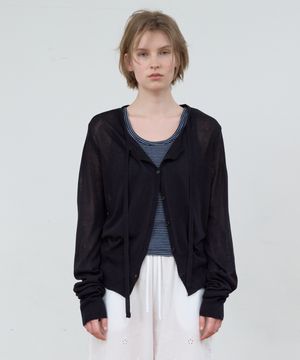 LINEN STRING CARDIGAN_BLACK