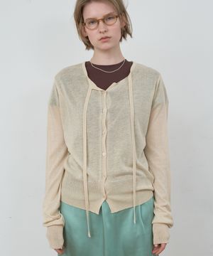 LINEN STRING CARDIGAN_BEIGE