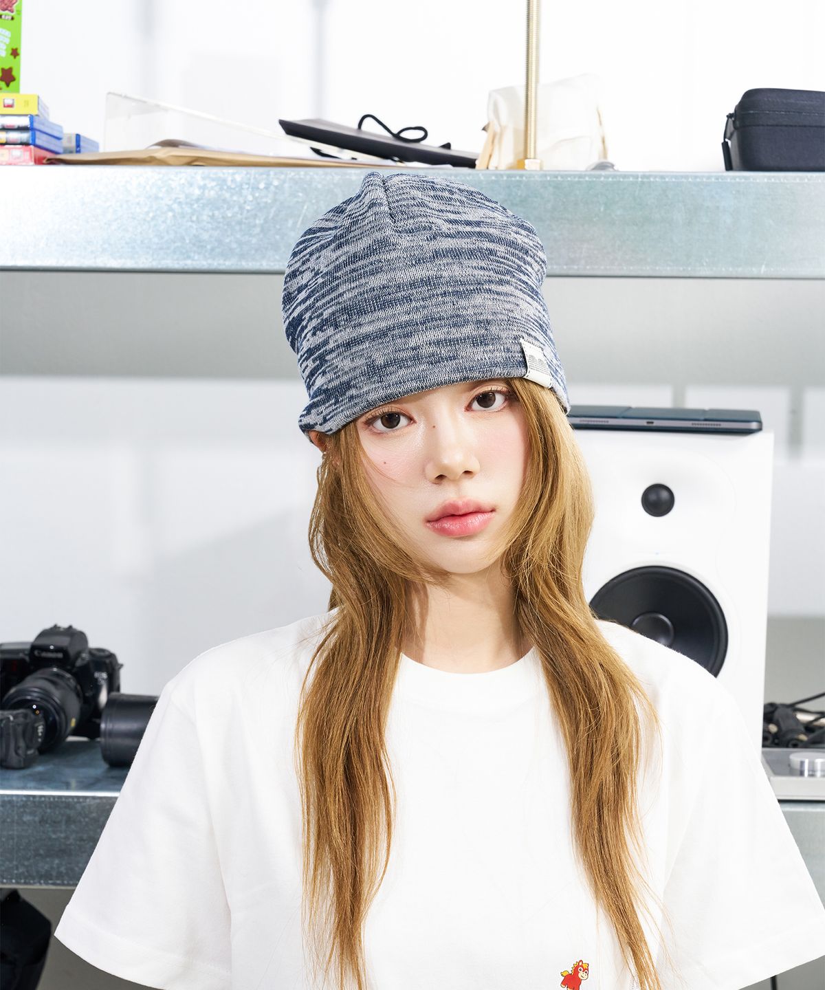 낫뉴(NOT NEW) nn Label Melange Beanie Navy