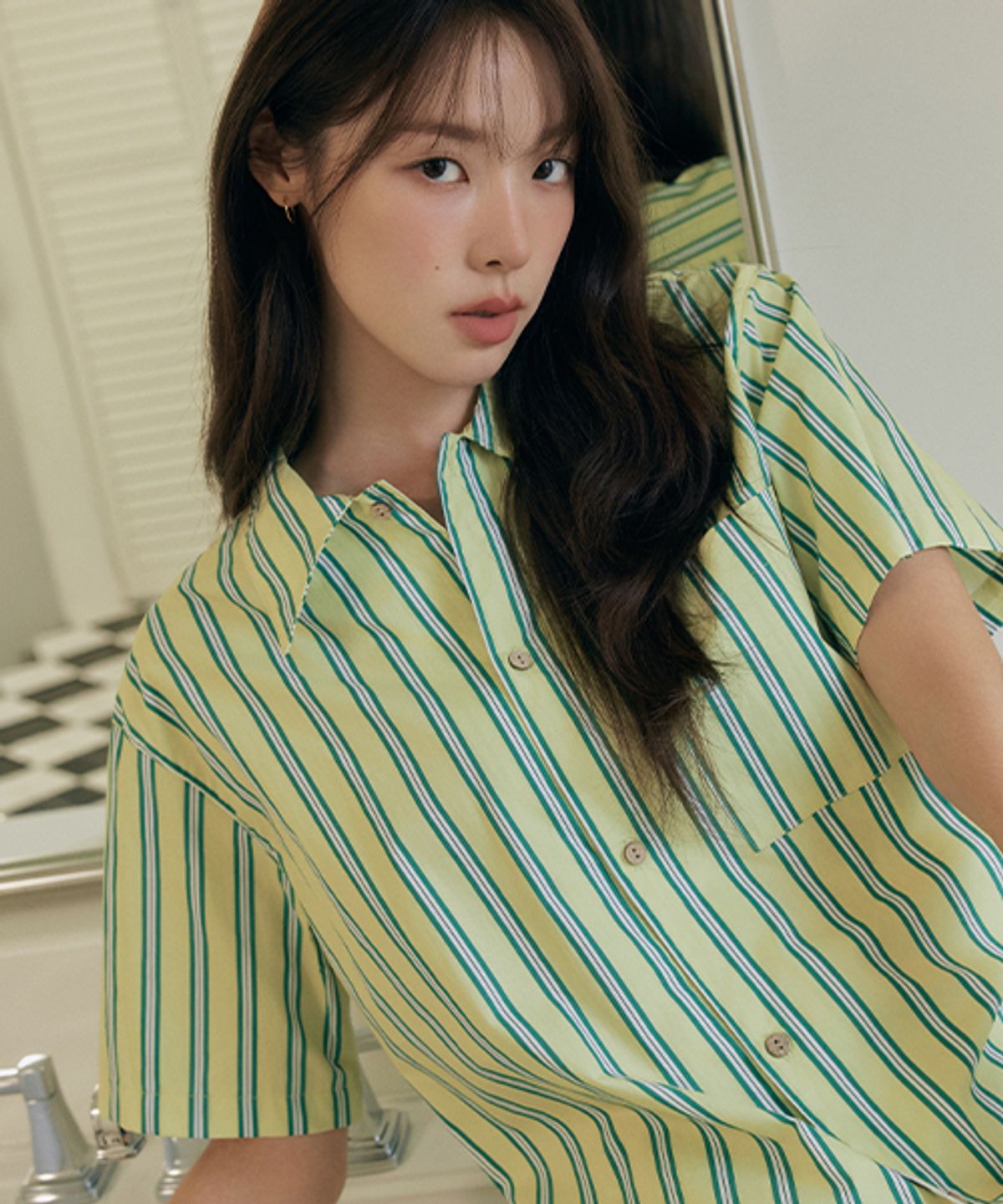 세이드(CEID) [uni] 레이유 클라우드핏 스트라이프 셔츠 파자마 셋업