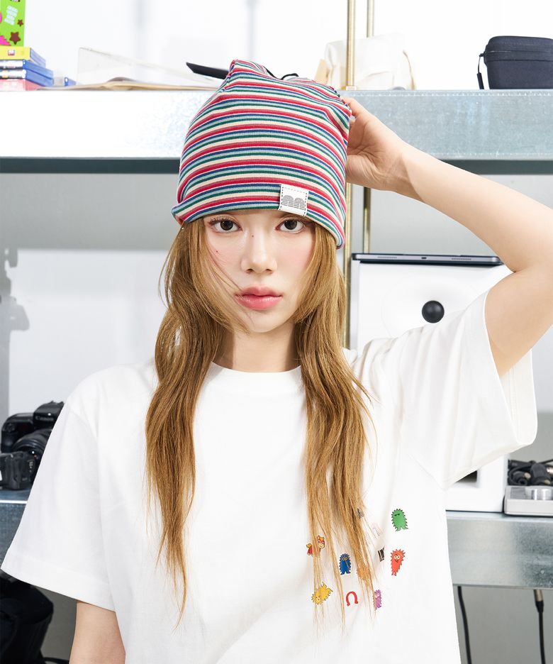 nn Label Stripe Beanie Red