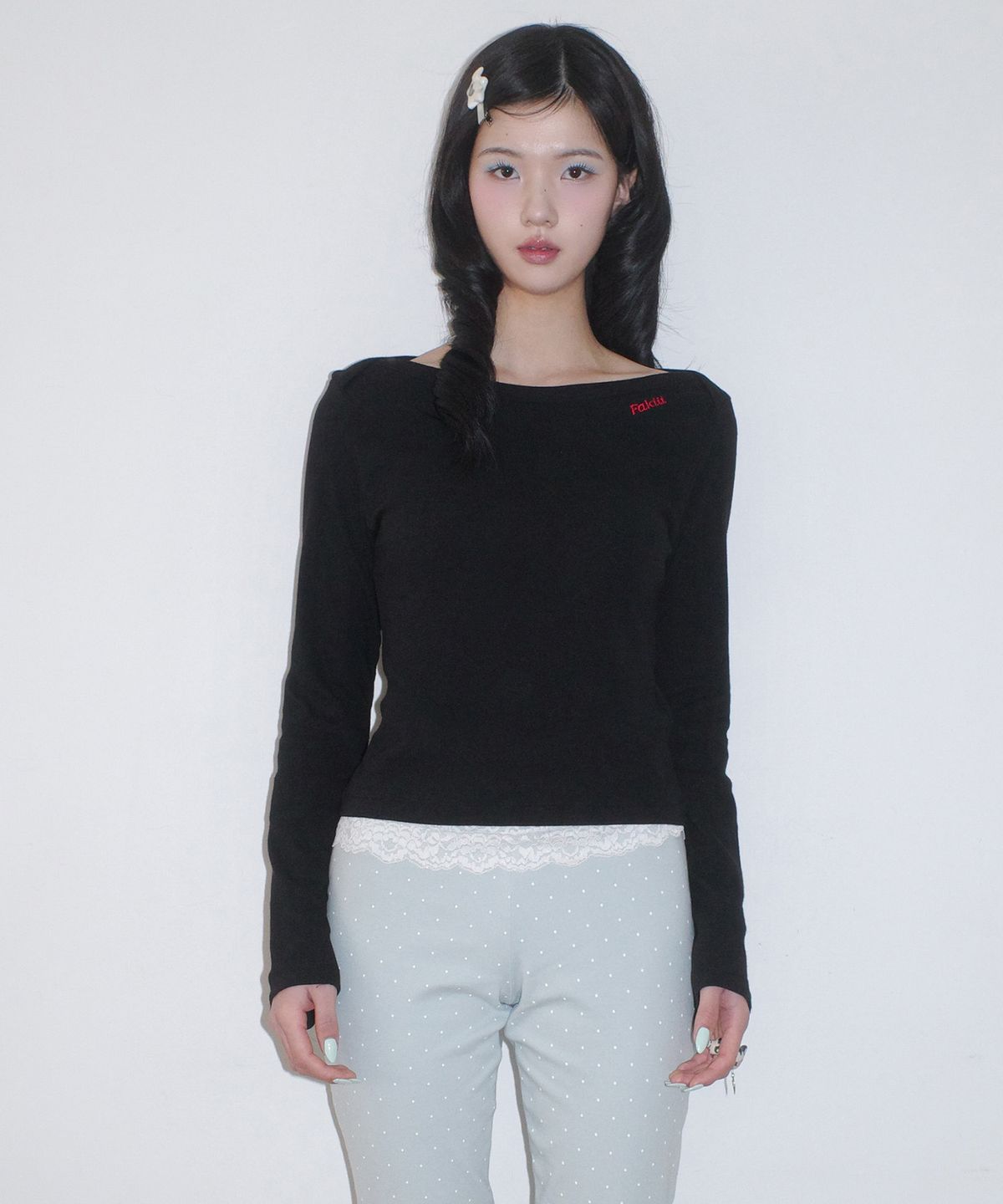 페이키(FAKIII) Two-Way Boat Neck Long Sleeve_Black