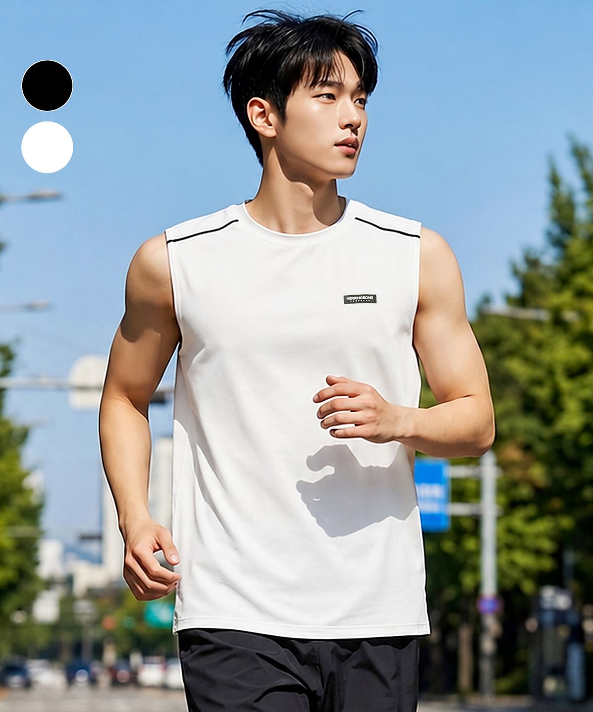 헤링본(HERRINGBONE) 민소매 멀티 스포츠 런닝 워터 루즈핏 나시 (운동 수영 헬스) / RJ394