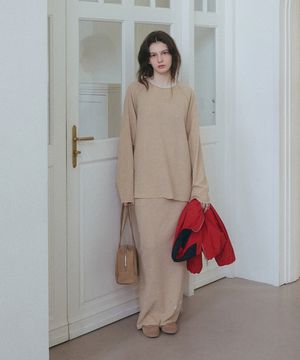 [셋업 가능][THE H] 와플 레글런 롱 슬리브_Beige