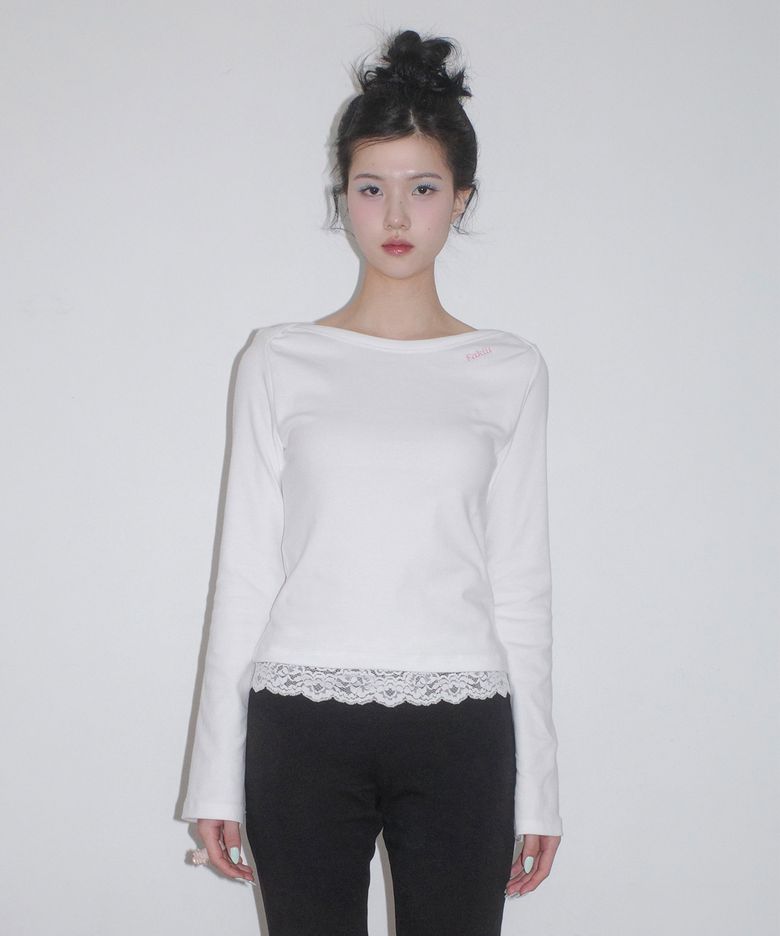 Two-Way Boat Neck Long Sleeve_White