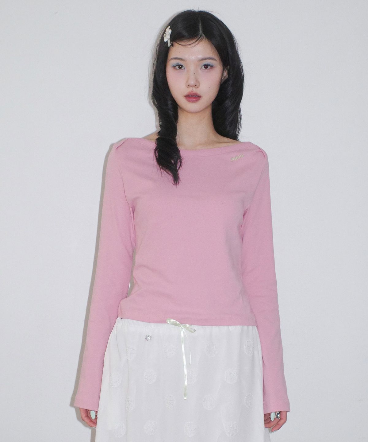 페이키(FAKIII) Two-Way Boat Neck Long Sleeve_Pink