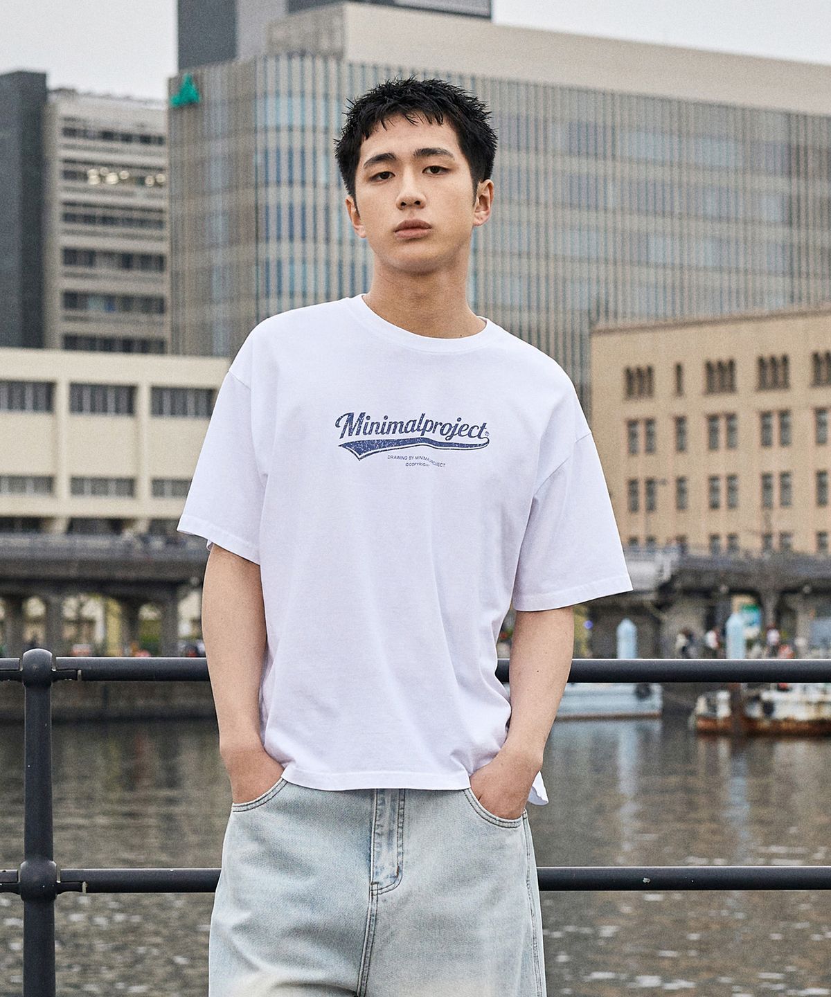 미니멀프로젝트(MINIMALPROJECT) 워시드 드로잉 피그먼트 크롭 반팔 티셔츠 MST188C [WHITE]