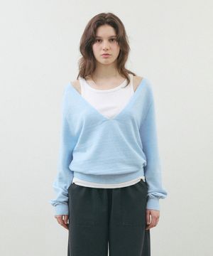솔리드 딥 브이넥 니트_Soda