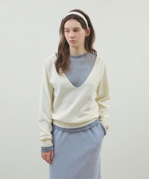 솔리드 딥 브이넥 니트 5Color