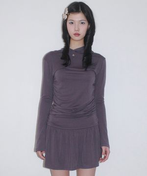 Hooded Princess Line Drop Dress_Purple