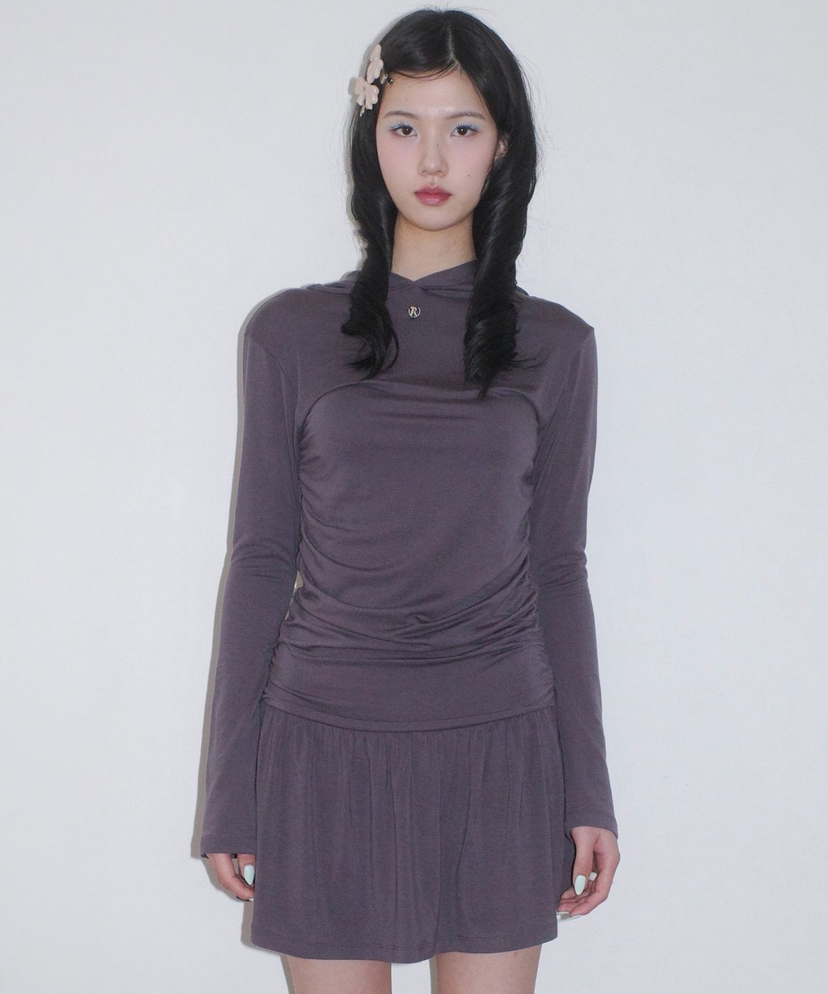페이키(FAKIII) Hooded Princess Line Drop Dress_Purple