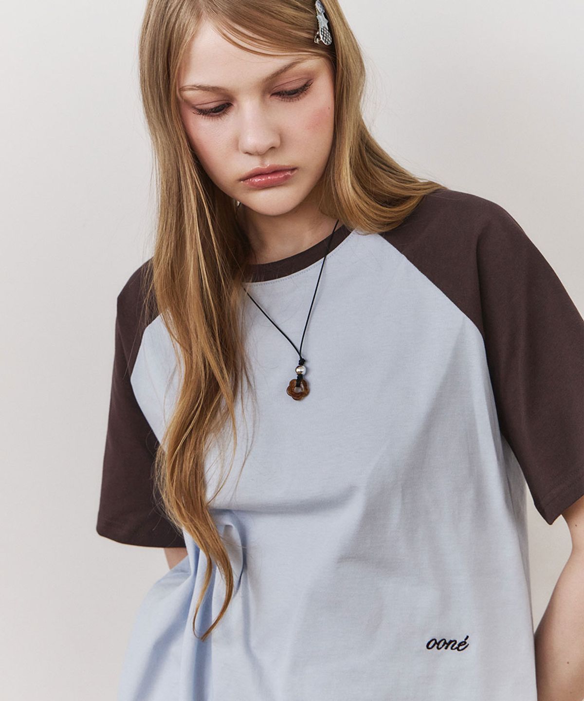우네(OONE) Soft Cotton Raglan T-Shirt_Sky Blue