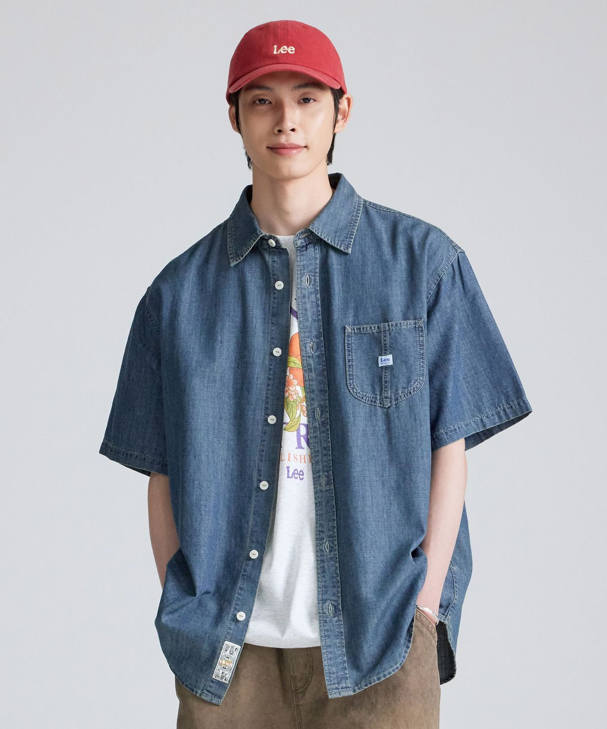 리(LEE) 로코 포켓 데님 반팔 셔츠 인디고 미듐