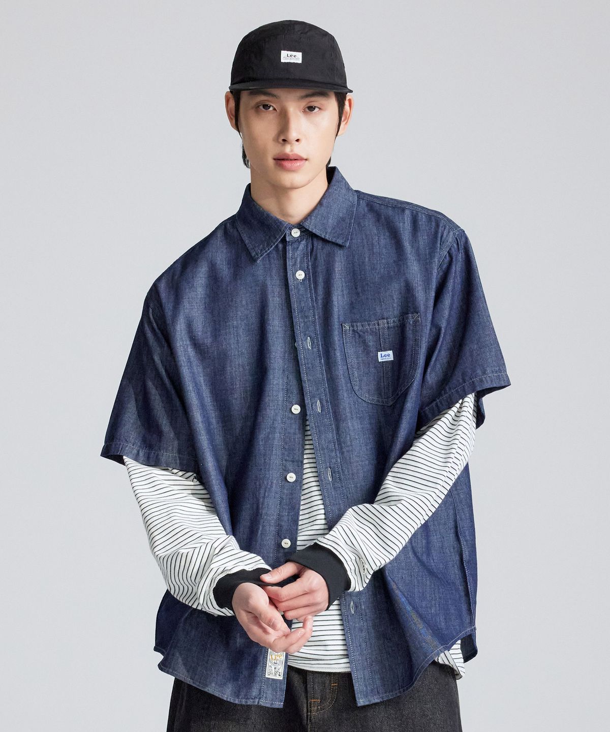 리(LEE) 로코 포켓 데님 반팔 셔츠 인디고 다크