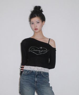 Dream Girl Crystal Long sleeve T-shirt_BLACK