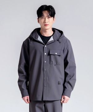 나일론 본딩 시티 후드 셔켓 차콜
