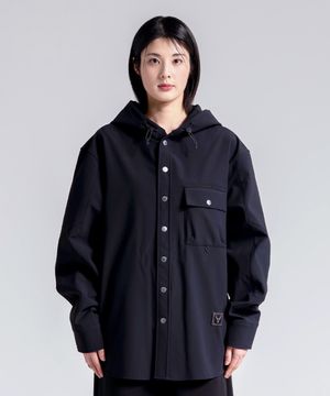 나일론 본딩 시티 후드 셔켓 블랙