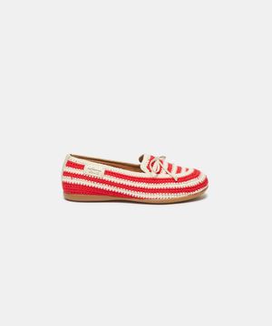 Crochet knit loafer(red)_DG1DS26001RED