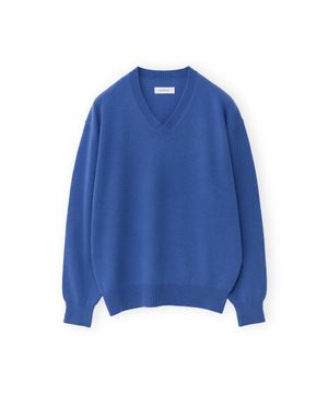 엑스트라 슈퍼 파인 브이넥 니트, 블루