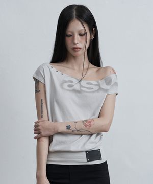 돌먼 루즈 크롭 티셔츠 라이트 그레이