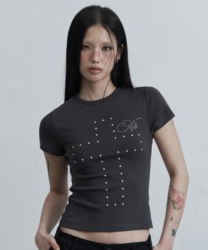 크로스 핫픽스 티셔츠 차콜