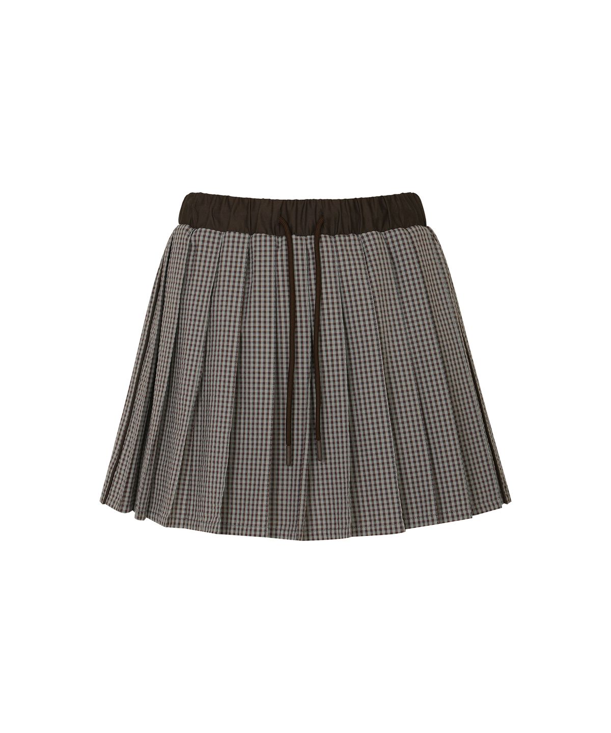 플레이부(PLAYBOO) PLEATED DRAWSTRING SKIRT W/INNER PANTS_Olive Plaid
