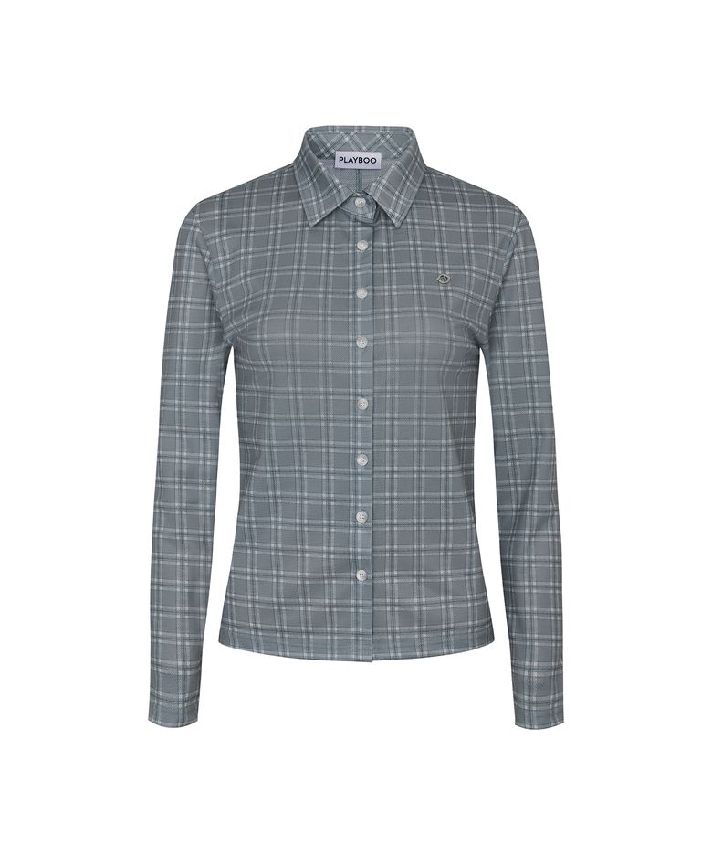 [냉감/흡한속건] CHECK MESH ACTIVE TOP_Olive Plaid