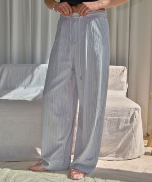 레인 와이드 팬츠-블루 그레이