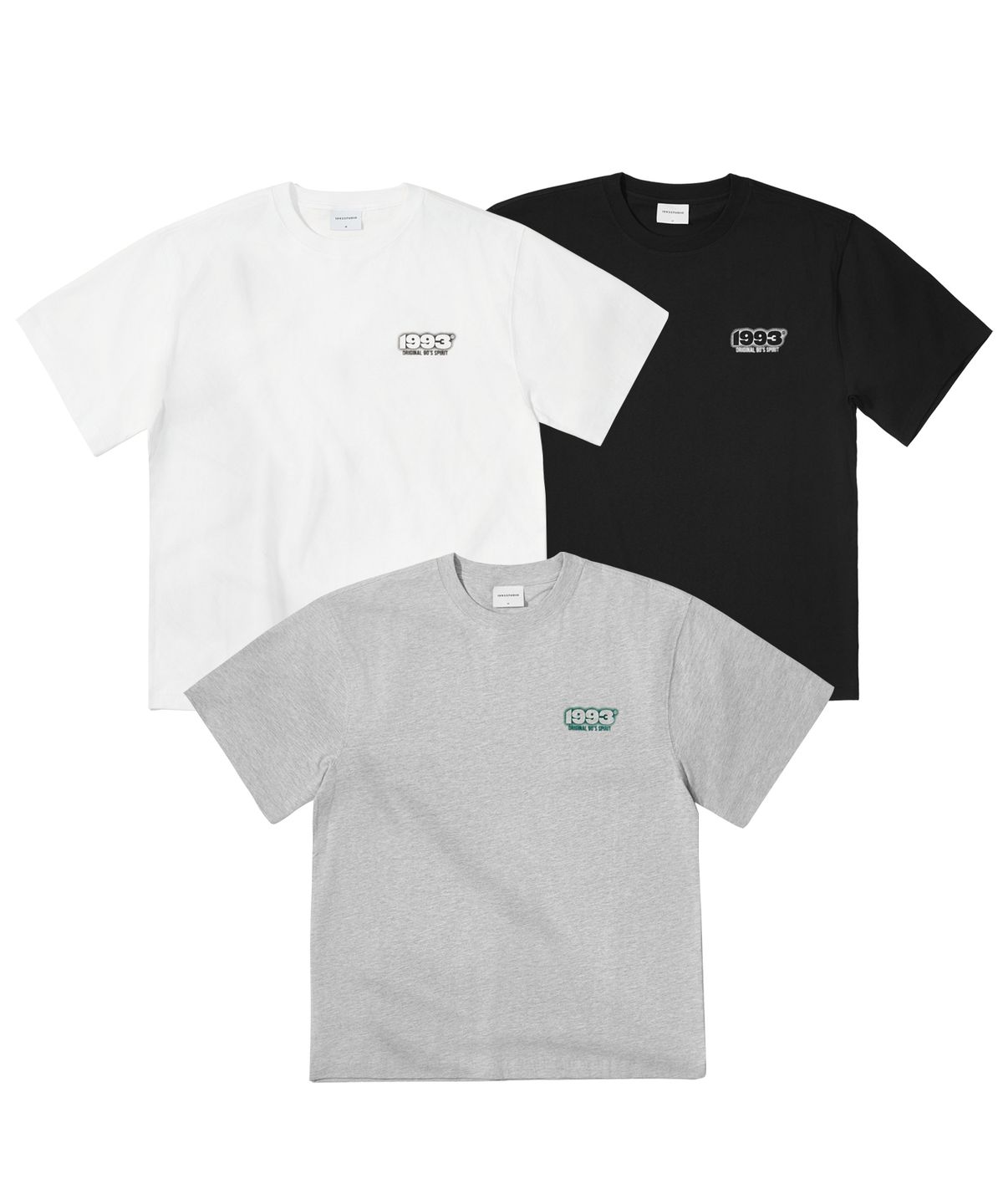 1993스튜디오(1993STUDIO) [2PACK] 1993 스몰 로고 컴포트 티셔츠 (3colors)