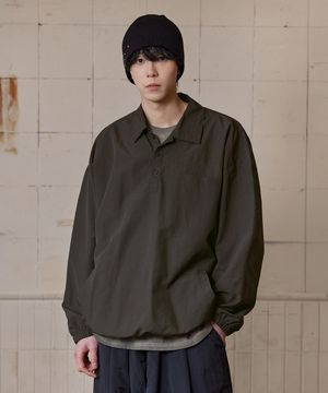 포켓 반오픈 카라티 브라운