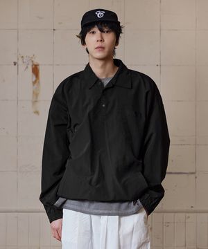 포켓 반오픈 카라티 블랙