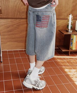 USA 포켓 그래픽 데님 버뮤다 팬츠 (JR5DPU802LI)