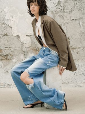 로우라이즈 스트레이트 디스트로이드 데님 (2color)