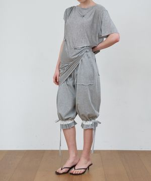 LACE TIE SWEAT PANTS_MELANGE