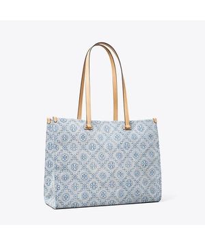 티 모노그램 데님 토트 - 파우더 블루