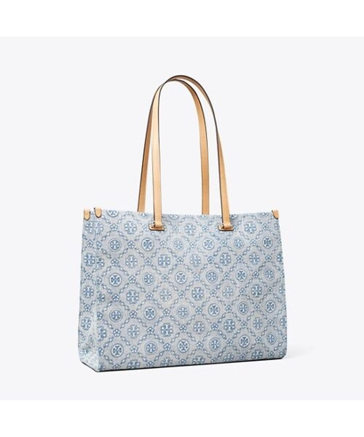 토리버치(TORYBURCH) 티 모노그램 데님 토트 - 파우더 블루