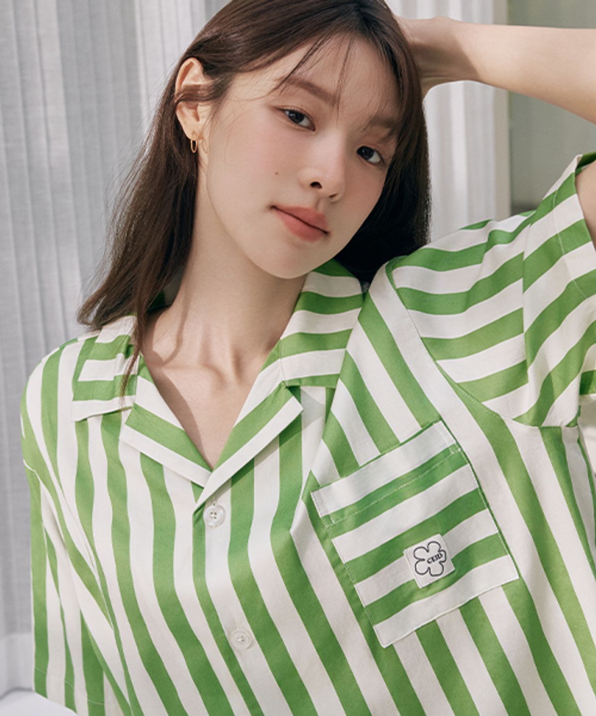 세이드(CEID) [uni] 베이스 클라우드핏 스트라이프 셔츠 파자마 셋업