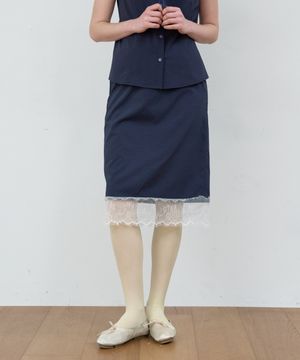 LACE LAYERED SKIRT_NAVY