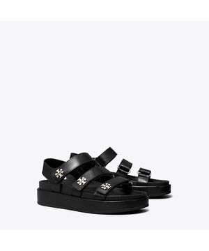 키라 트리플 스트랩 스포츠 샌들 - 퍼펙트 블랙 / 실버